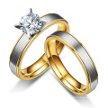 Großhandel Gold Schmuck Benutzerdefinierte Hochzeit Paar Engagement Edelstahl Cz Ring Sets